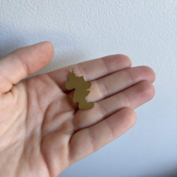 Vintage Walt Disney Mickey Mouse Enamel Gold Tone Necklace Pendant - Picture 6 of 7